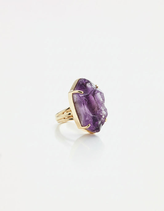 Raw Amethyst Statement Ring