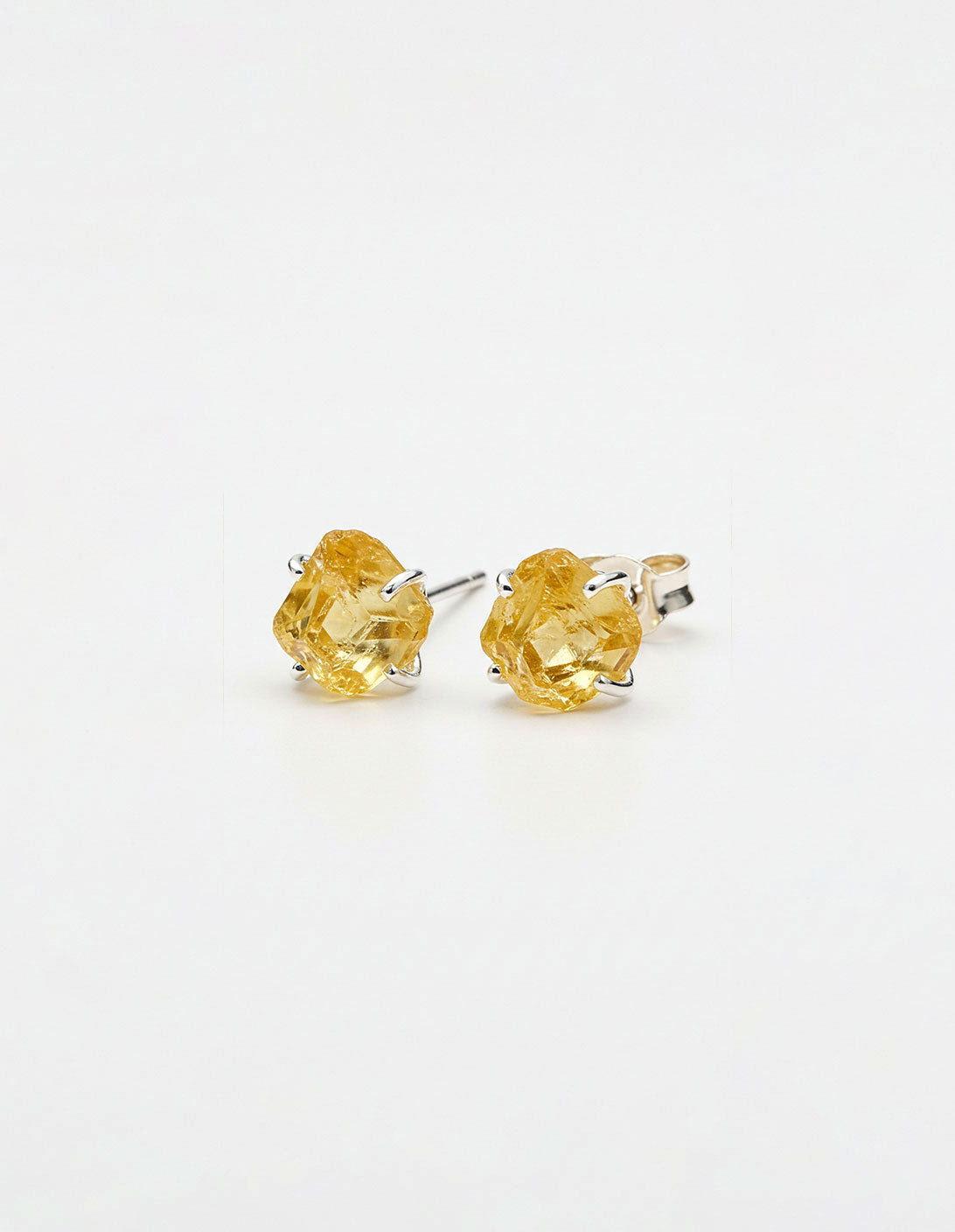 Raw Citrine Stud Earrings