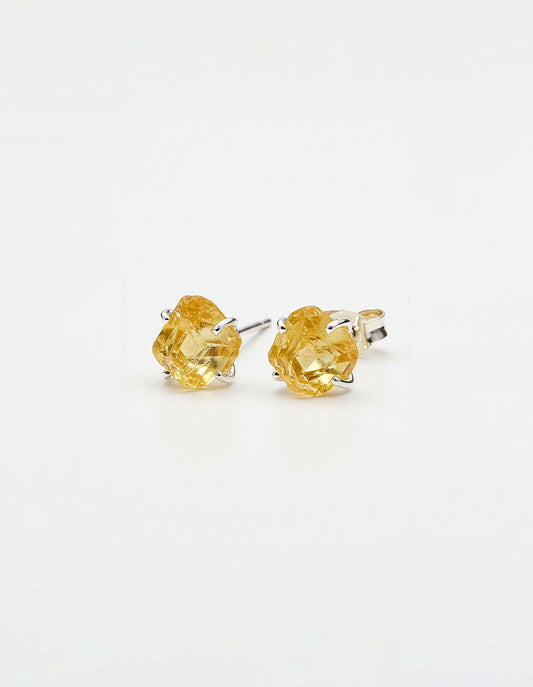 Raw Citrine Stud Earrings